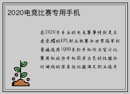 2020电竞比赛专用手机